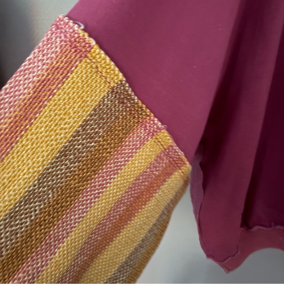 NWT XL Free People We the Free Stripe Cuff Pullover Sweatshirt in Sunrise Combo - Picture 6 of 8